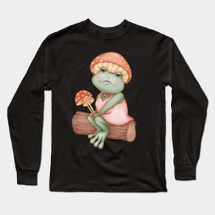 Lady Toadstool - Cottagecore Frog Portrait Long Sleeve T-Shirt